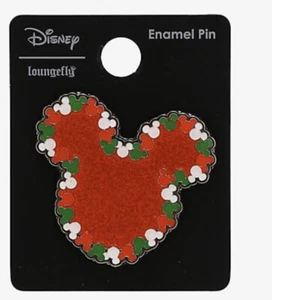 2019 Mickey Mouse Head Loungefly Pin Christmas Holiday Red Green White - Trading - Picture 1 of 8
