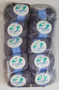 SCHULANA Soffio 77% Wool 14% Rayon 9% Nylon Yarn Blues/Grays Pack of 10 Balls - Picture 1 of 9