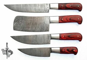 WP-Knives Custom Handmade Damascus Steel Splendid Kitchen Set Knives Lots of 4 - Picture 1 of 4