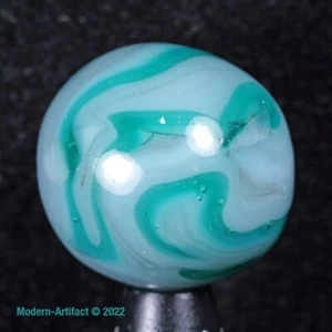 😎👍 Murmeln ausgefallener GASSENACHAT groß grau grün 3-farbig Wirbel Marmor 45/64 -3/4" - Bild 1 von 11