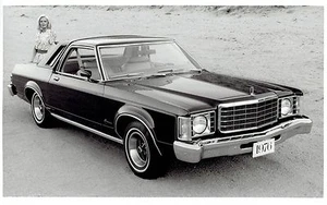 1975 Original Photo car girl model posing with 1976 Granada 2-Door Automobile - Picture 1 of 2