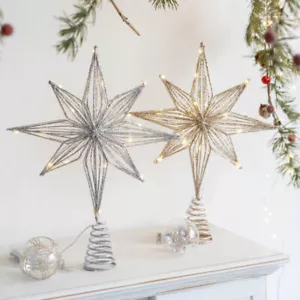 LED Weihnachtsbaum-Spitze Stern Christbaumspitze Tannenbaum warmweiß beleuchtet - Bild 1 von 12