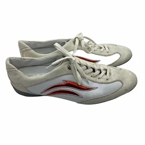 Tod's Sneakers Low Top Shoes Women's SZ US 9.5 EUR 39.5 White Cream Red Lace Up - Picture 1 of 11