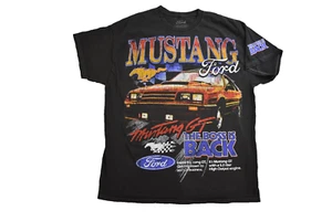 Ford Mens Mustang G.T. The Boss Is Back Washed Black Muscle Car Shirt New S, L - Picture 1 of 6