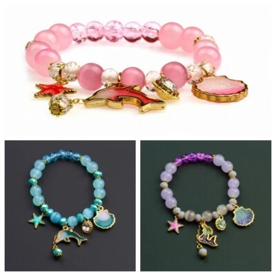 Natürlich Edelstein Opal Süß Stein Delphin Stern Kristall Verstellbar Armreif - Bild 1 von 4