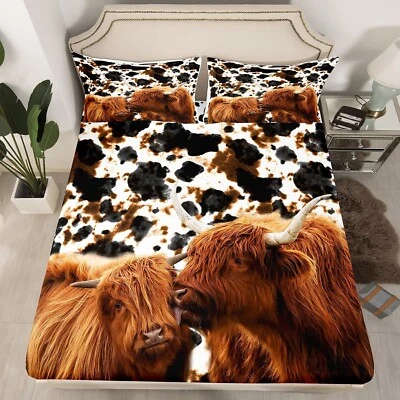 CASTLE FAIRY Highland Cattle Bedding Sets Queen Size, Farmhouse Western Wild Animal and Mi...