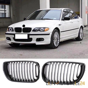 KÜHLERGRILL EINZELSTEG NIEREN GRILL PASST FÜR BMW 3ER E46 01-05 GLÄZEND SCHWARZ - Picture 1 of 6