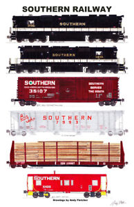 Southern Railway Freight Train 11"x17" Poster Andy Fletcher signed 