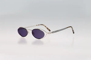 Robert Rudger 1960 148 22, Vintage 90s black & silver oval sunglasses NOS - Picture 1 of 10