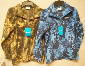 COLUMBIA BOY'S FLEECE JACKETS SIZE: 10/12 CAMO BROWN OR BLUE NWT - Picture 1 of 19
