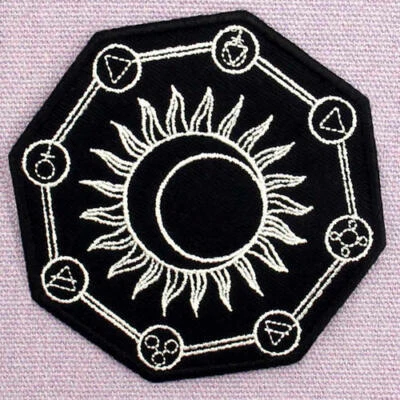 Embroidered Patches Iron Sew On transfers Badges appliques Alchemy Symbol 728R - Image 1 of 4