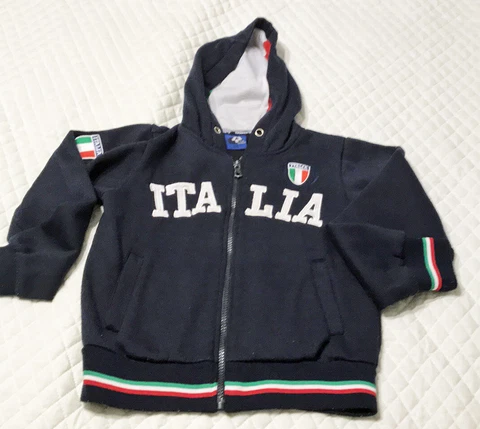 Y.L Italia Soccer Jacket Size 5/6 Full Zip Hooded Sweatshirt 65% Cotton 35% Poly Cover