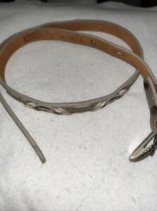 Vintage Old Stock Nocona 2-farbig hellbraun Leder Concho dünner Gürtel Gr. 34 - Bild 1 von 13