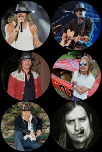 Juego de 6 posavasos redondos para bebidas Kid Rock parte superior de goma inferior de poliéster - Imagen 1 de 7