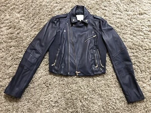 Pierre Balmain Women Moto Leather Jacket 28/42 - Picture 1 of 8
