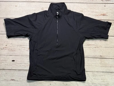 FootJoy DryJoys Short Sleeve 1/2 Zip Golf Windshirt Black Men’s Sz M - Image 1 of 4