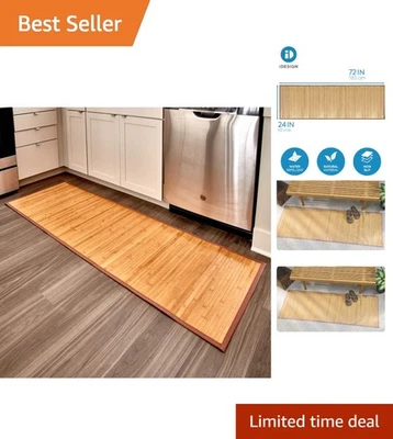 Alfombra de piso de bambú tostado natural iDesign 72"x24" - Elegante alfombra resistente al agua Foto 1 de 4