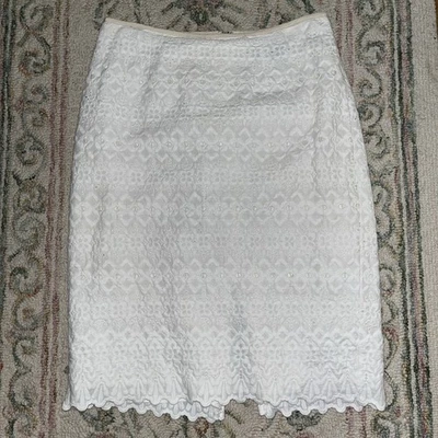 Falda lápiz Nanette Lepore para mujer blanca con ojales talla 2 Foto 1 de 4