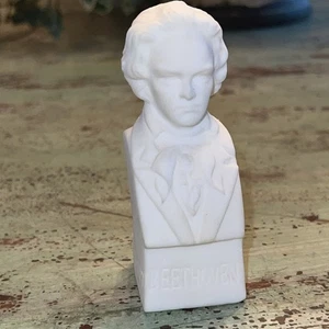 Immortal Carved Alabaster Miniature Bust Ludwig Von Beethoven - Picture 1 of 6