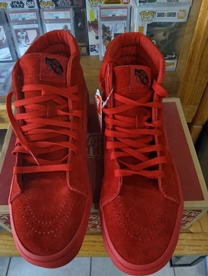 VANS Sk8-Hi High Tops Nubuck Racing Red Size 9 Mens New In Box - Image 1 of 4