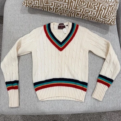 NWT Vintage Chaps Ralph Lauren Tennis, Cricket, Rowing Cable Knit Sweater - Image 1 of 4