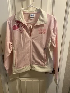 NWT Disneyland Resort XL Zip Jacket Minnie Mouse Pink Track Athletic Y2K Vintage - Picture 1 of 10