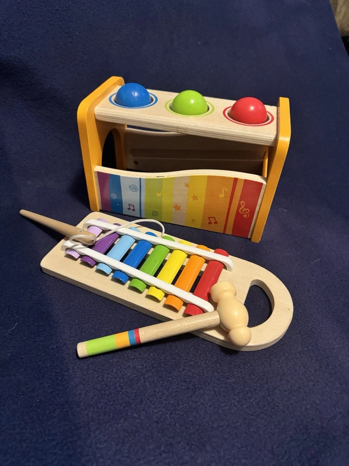 Xilófono de madera de color arco iris Hape para niños juguete musical educativo Foto 1 de 4