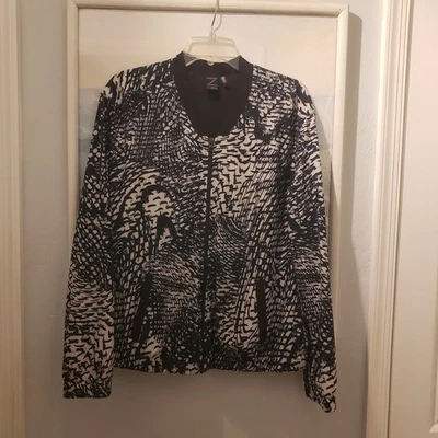 Chaqueta cortavientos atlética para mujer Z by Zella blanca y negra talla XL Foto 1 de 4