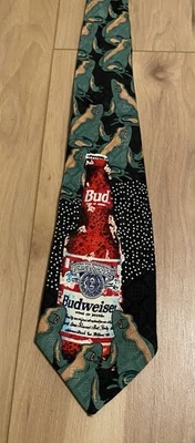 Винтажный Anheuser-Busch Budweiser Мужская новинка официальный продукт галстук 1995 лягушка. - Изображение 1 из 4