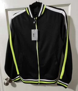 CSG Men's NWT Sz. SM Black, Neon Lime & White ATHLETIC TRACK JACKET BRAND NEW!!! - Picture 1 of 5