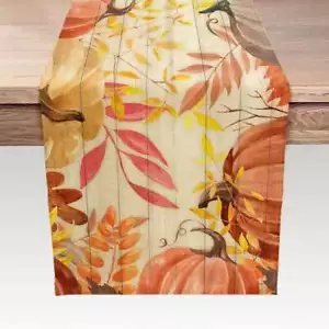 Orange Fall Retro Vintage Table Runner 72in for Long Table Heat Resistant Stain - Picture 1 of 2