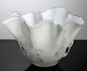 White Murano Art Glass handkerchief Vase large immaculate condition - Picture 1 of 13