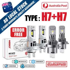 H7+H7 LED Headlights High Low Beam Kit Bulbs For 2008-2015 Smart Fortwo 6000K 4x - Picture 1 of 14