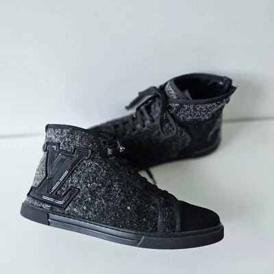 Tênis Louis Vuitton Stellar Sequins logotipo LV cinza cano alto 39 - Imagem 1 de 4