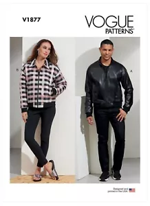 Unisex Men's Women Bomber Jacket Biker Leather Jacket Vogue Sewing Pattern V1877 - Picture 1 of 11