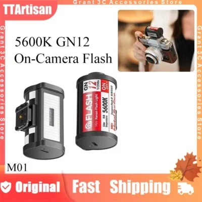 TTArtisan M01 Mini On-Camera Retro Flash Lights Speedlite Hot Shoe GN12 5600K - Image 1 of 4
