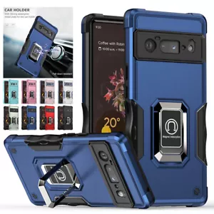 For Google Pixel 6 7 Pro Case Cover Metal Ring Kickstand fit Magnetic Car Mount - Picture 1 of 19