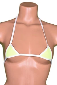 Neon Yellow w/ Micro-mini Bikini Top w/ White Trim - Picture 1 of 4