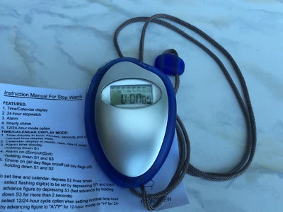 Blue and Silver digital stopwatch and clock - Image 1 of 4