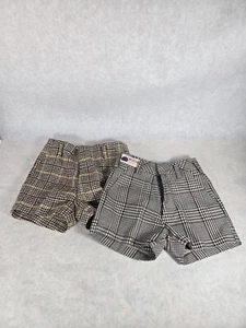 Vintage Boys Sz 6 Shorts Houndstooth Plaid 2 Pair Wool Blend/Tweed ✔️ Photos - Picture 1 of 12
