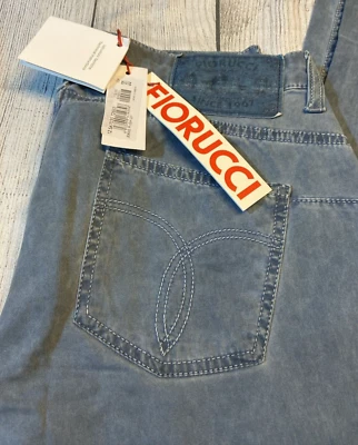 Pantalones de mezclilla push up FIORUCCI para mujer 30 azul desteñido tiro bajo diseñador Italia lujo suave - Imagen 1 de 4
