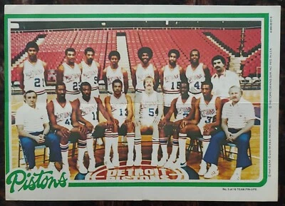 1980-81 Detroit Pistons Topps NBA Team 5" X 7" Pin-Up Poster L. Drew Kent Benson - Image 1 of 4