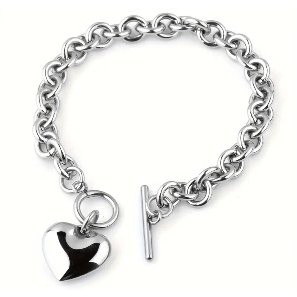Pulsera para mujer con dije de corazón tono plata ❤️👌 Foto 1 de 1