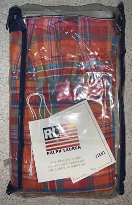 Ralph Lauren Fleming Orange/Red/Green/ Blue Pillow Sham - Vintage New in Package - Image 1 of 3