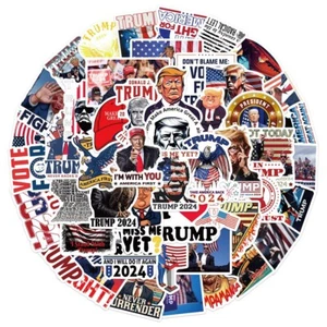 50Pcs 2024 Donald Trump Stickers For Notebook Phone Car Water Bottle Trump Decal - Picture 1 of 9