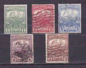 Estampillas de Terranova #115-119 (HR y usadas) Trail of the Caribú - Imagen 1 de 2