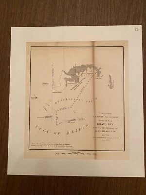 Rare 1851, US Survey Map, AD Bache. Grand Bay & Horn Island Pass, Mississippi - Image 1 of 4