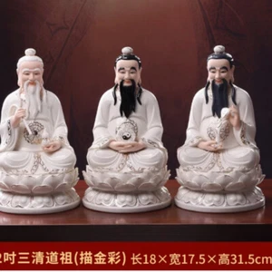 china porcelain hand painting Taoism loajun statue 太上老君 sanqing 三清道尊 佛堂 道家神像佛摆件 - Picture 1 of 4