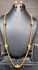Indian Necklace Earrings 17" Long Wedding 22K Gold Plated Set JaR835