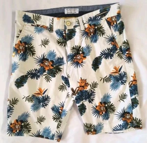 DENIM & FLOWER Ricky Singh Men's ALOHA White W/ Blue Floral Shorts Sz 29 MINT! - Picture 1 of 9